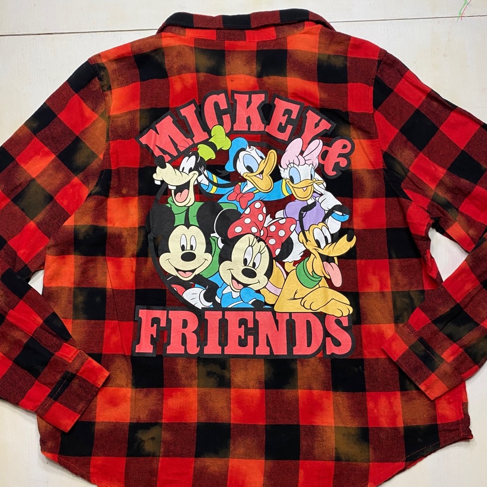 Disney Mickey & Friends Red Plaid Button Down Shirt